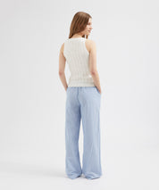 Buttoned Knit Tank - White