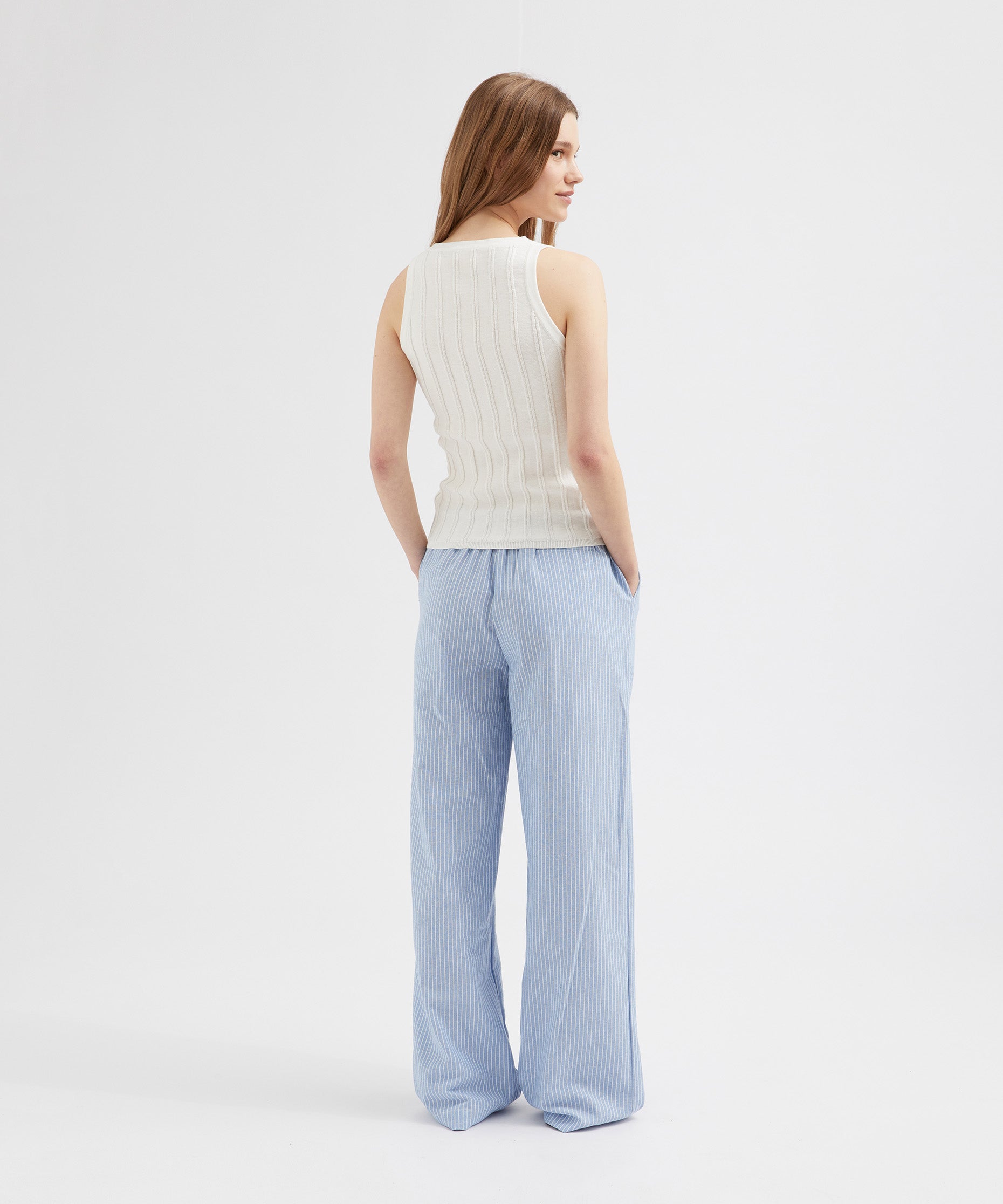 Buttoned Knit Tank - White