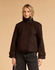 Short Funnel Neck Jacket - Chocolate