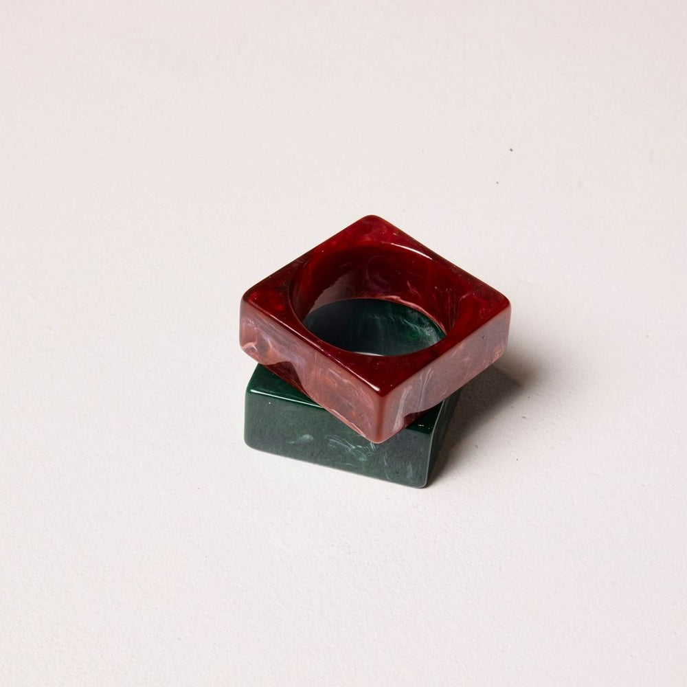 The Square Resin Bangle Emerald