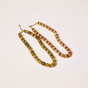 The Resin Necklace in Green + 18k Gold Plated 