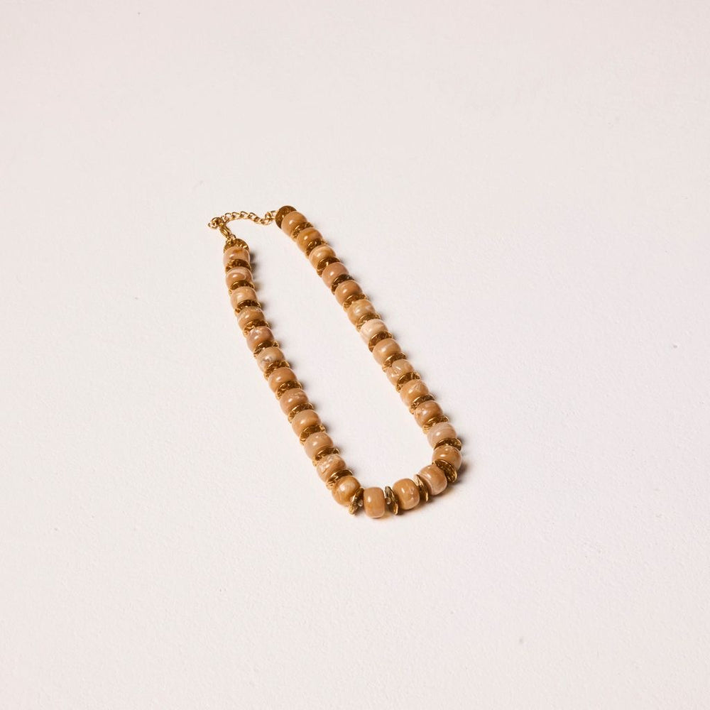 The Resin Necklace in Latte + 18k Gold Plated