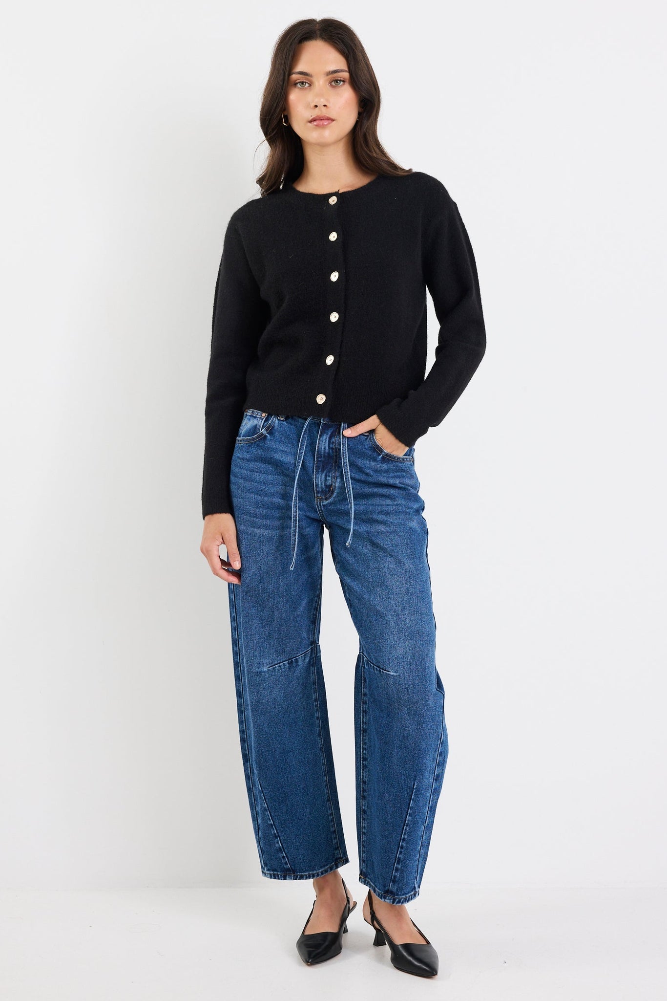 Imprint Black Soft Knit Crewneck Cardigan