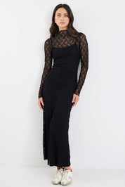 Keepsake Black Lace Long Sleeve Maxi Dress