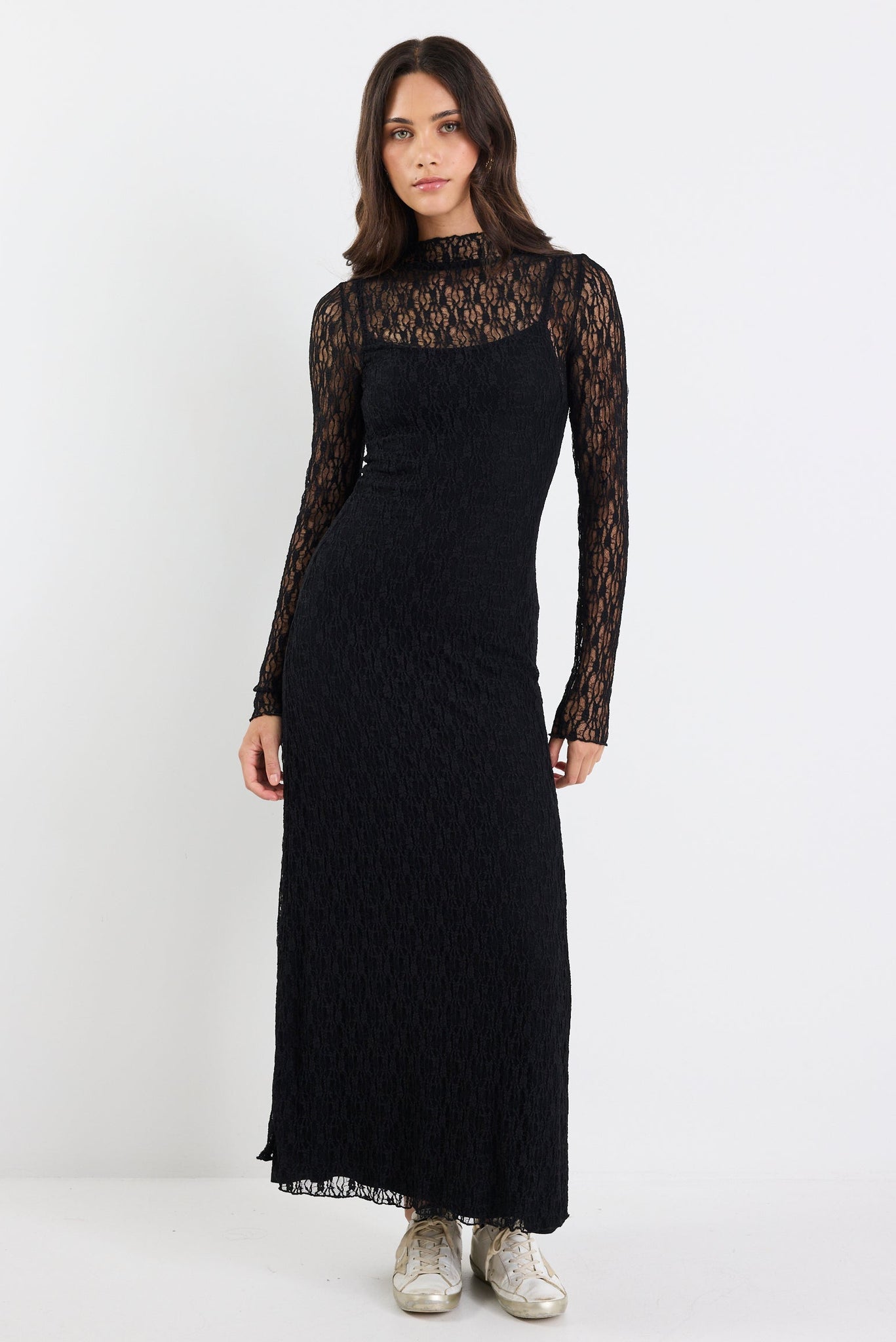 Keepsake Black Lace Long Sleeve Maxi Dress