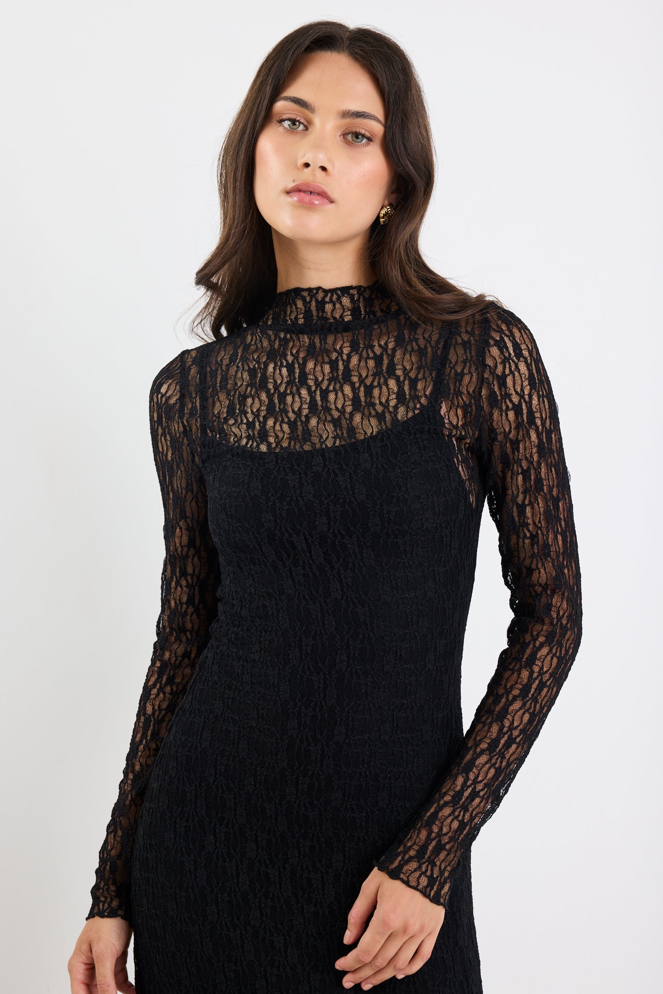 Keepsake Black Lace Long Sleeve Maxi Dress