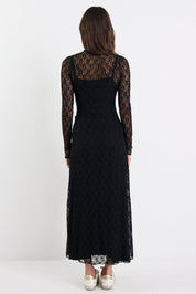 Keepsake Black Lace Long Sleeve Maxi Dress