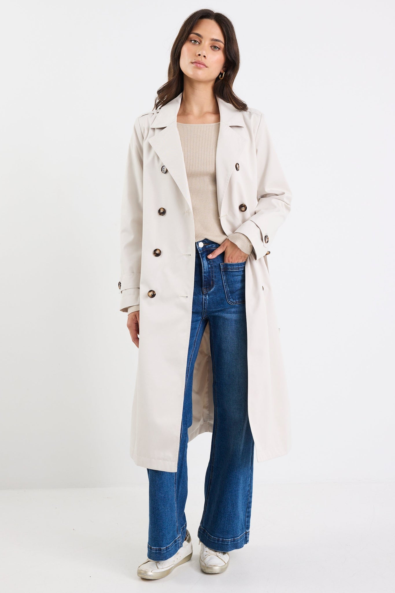 Kensington Bone Trench Coat Bone
