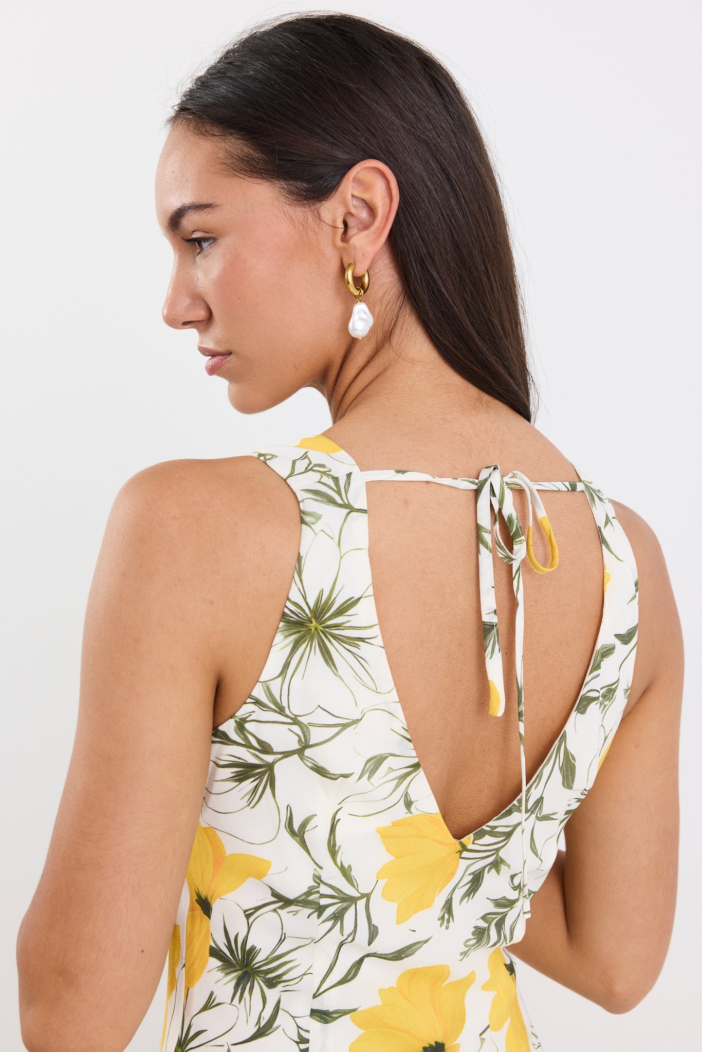Knockout Buttercup Floral V Back Slip Dress
