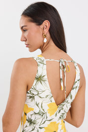 Knockout Buttercup Floral V Back Slip Dress