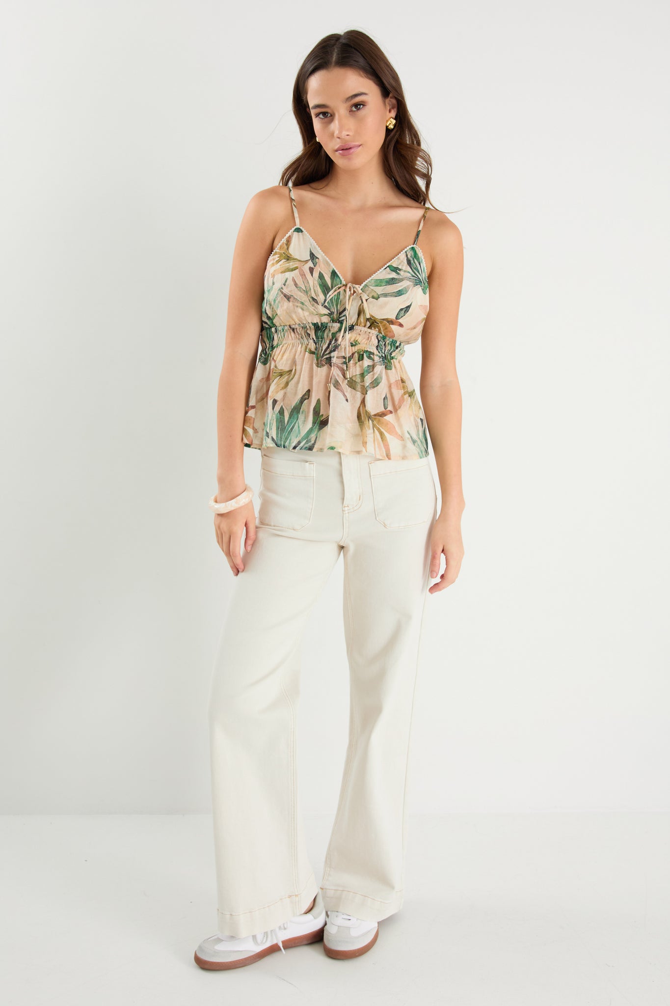 Levity Palm Breeze Print Babydoll Cami