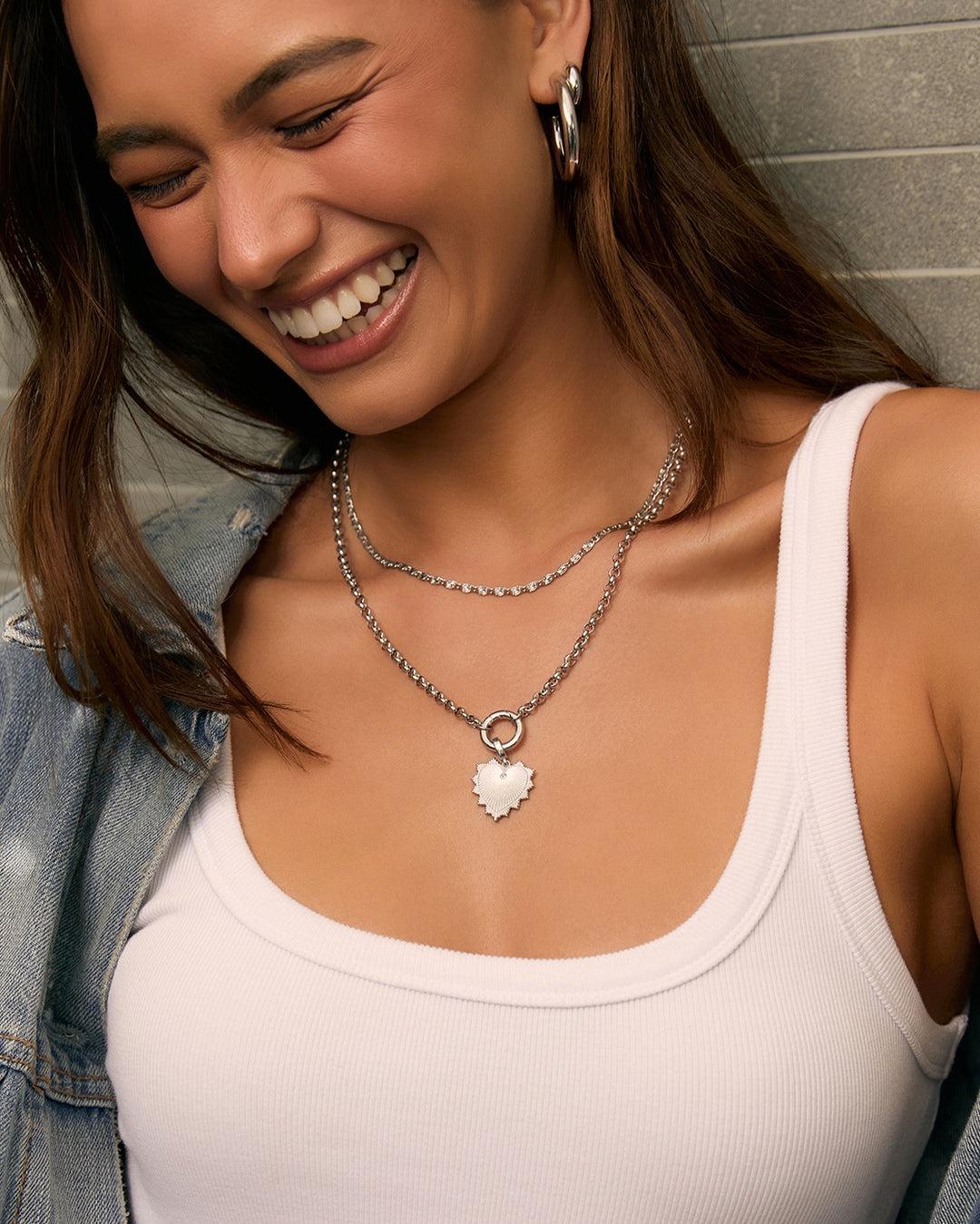 Circle Charm Necklace - Silver