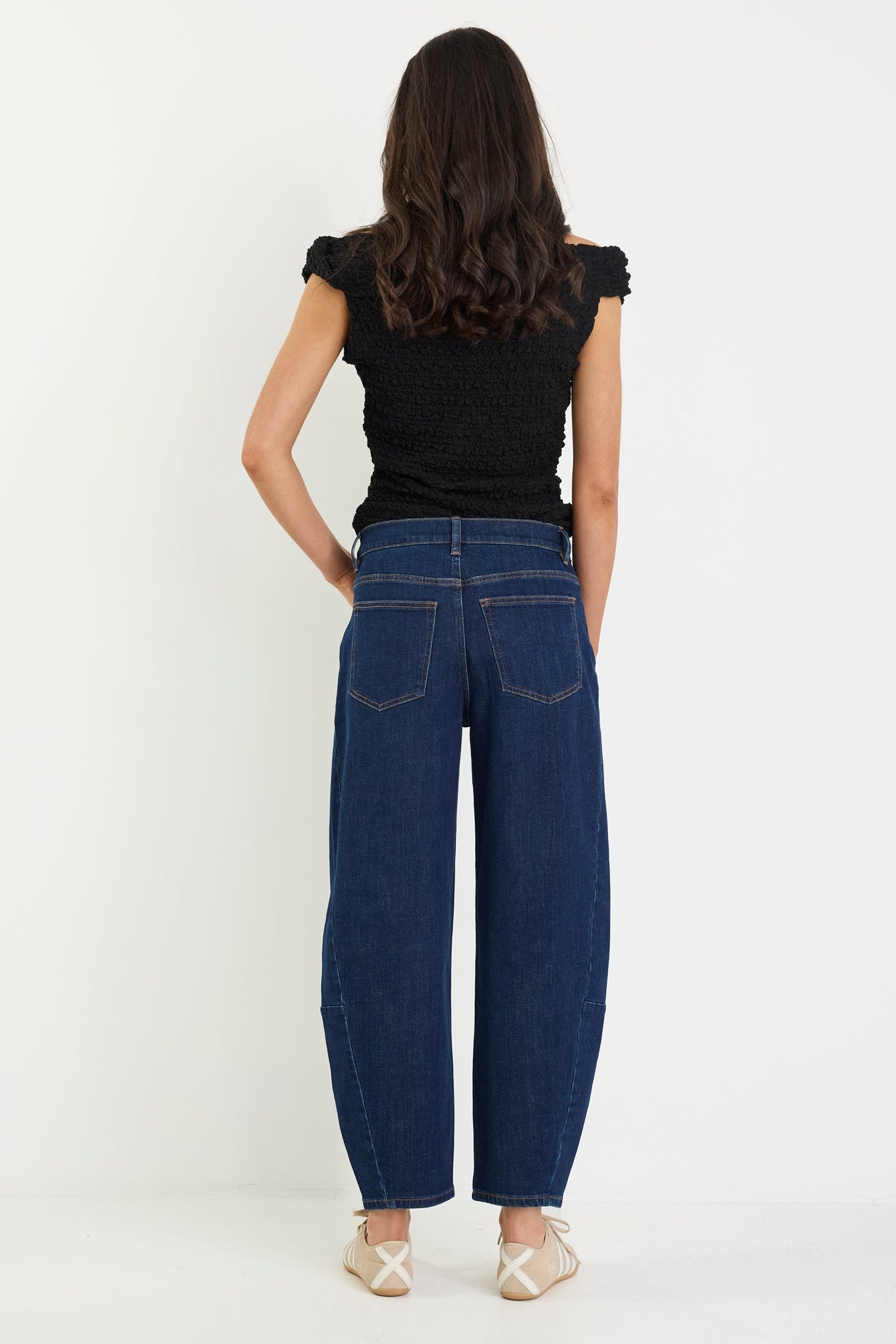 Graduate Dark Blue Stretch Barrel Jeans
