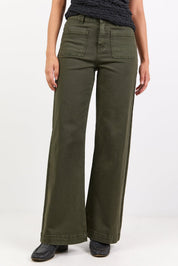 Zoey Dark Khaki High Rise Wide Leg Pocket Jean