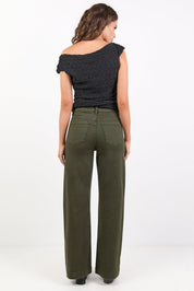 Zoey Dark Khaki High Rise Wide Leg Pocket Jean
