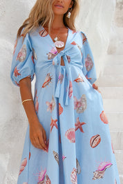 Corsica Shell Maxi Dress - Blue