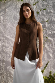 Polarity Chocolate Crew Neck Fitted Vest