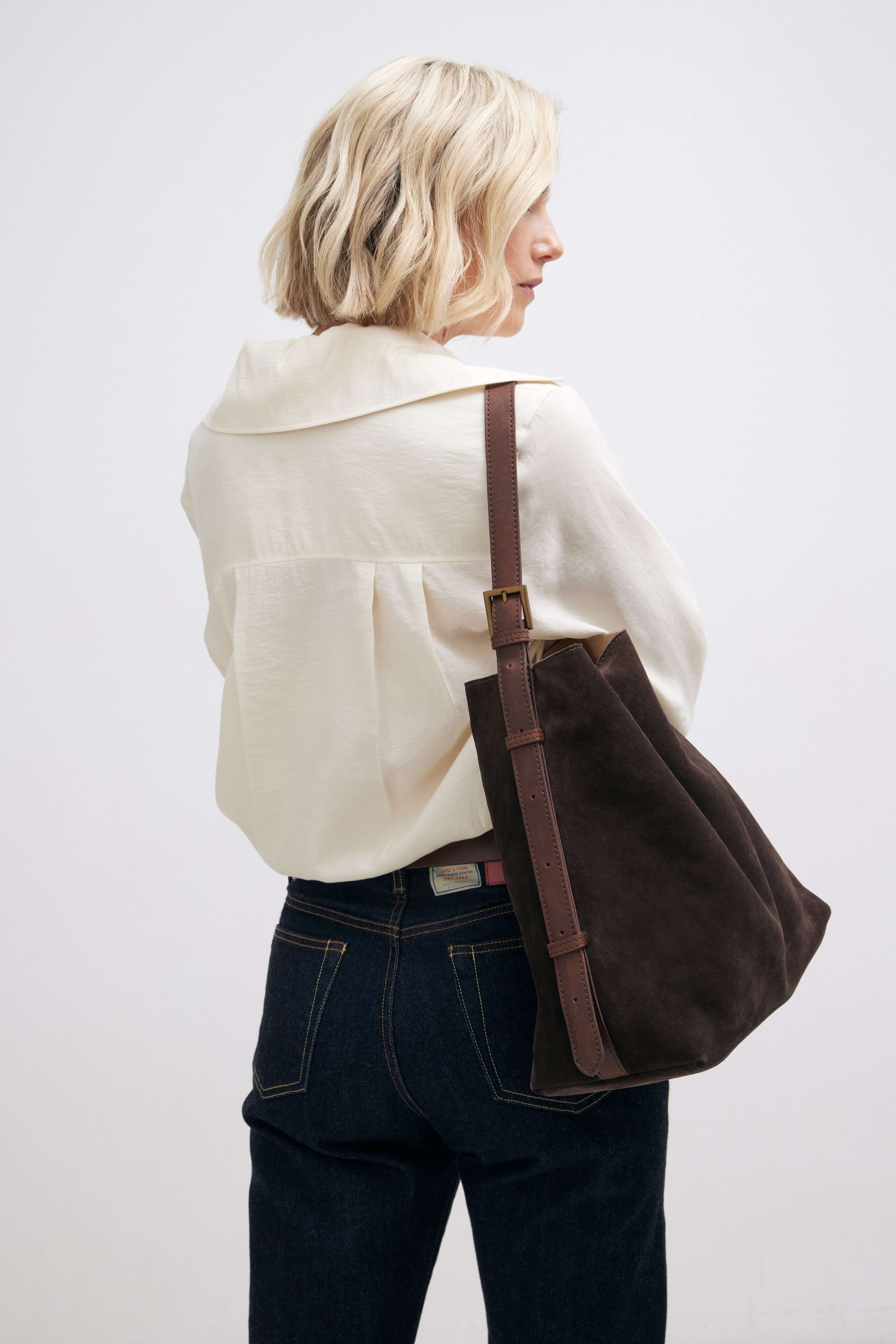 Suede Cabas Tote Chocolate