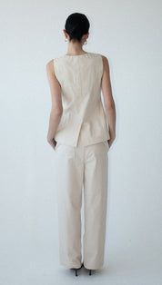 Stone Cotton Wrap Front Vest