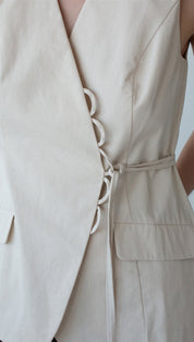 Stone Cotton Wrap Front Vest