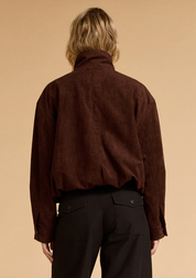 Faux Suede Bomber - Espresso