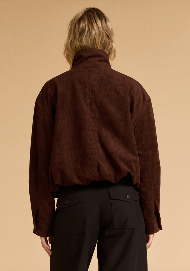 Faux Suede Bomber - Espresso