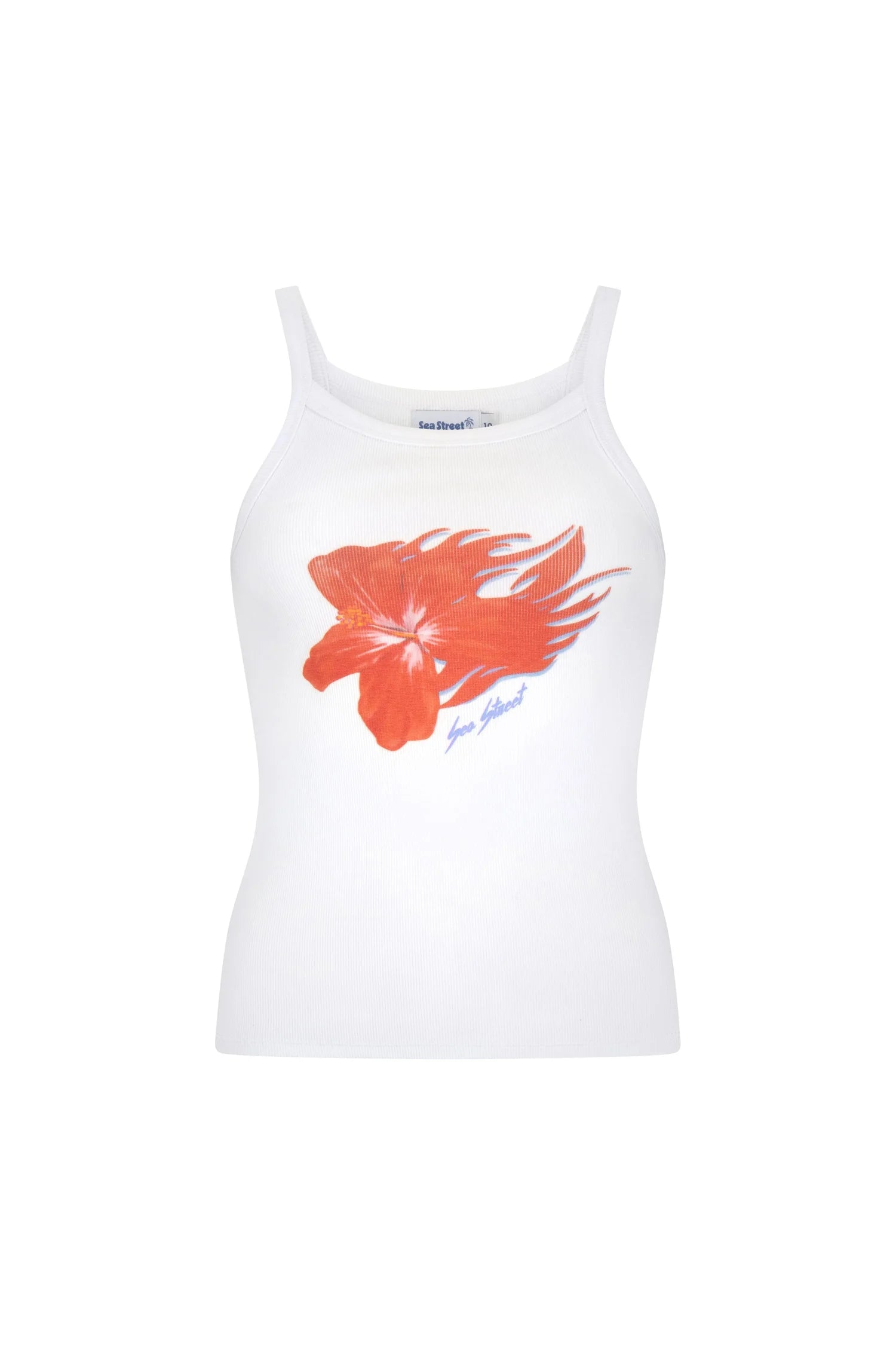 Flaming Hibiscus Singlet White