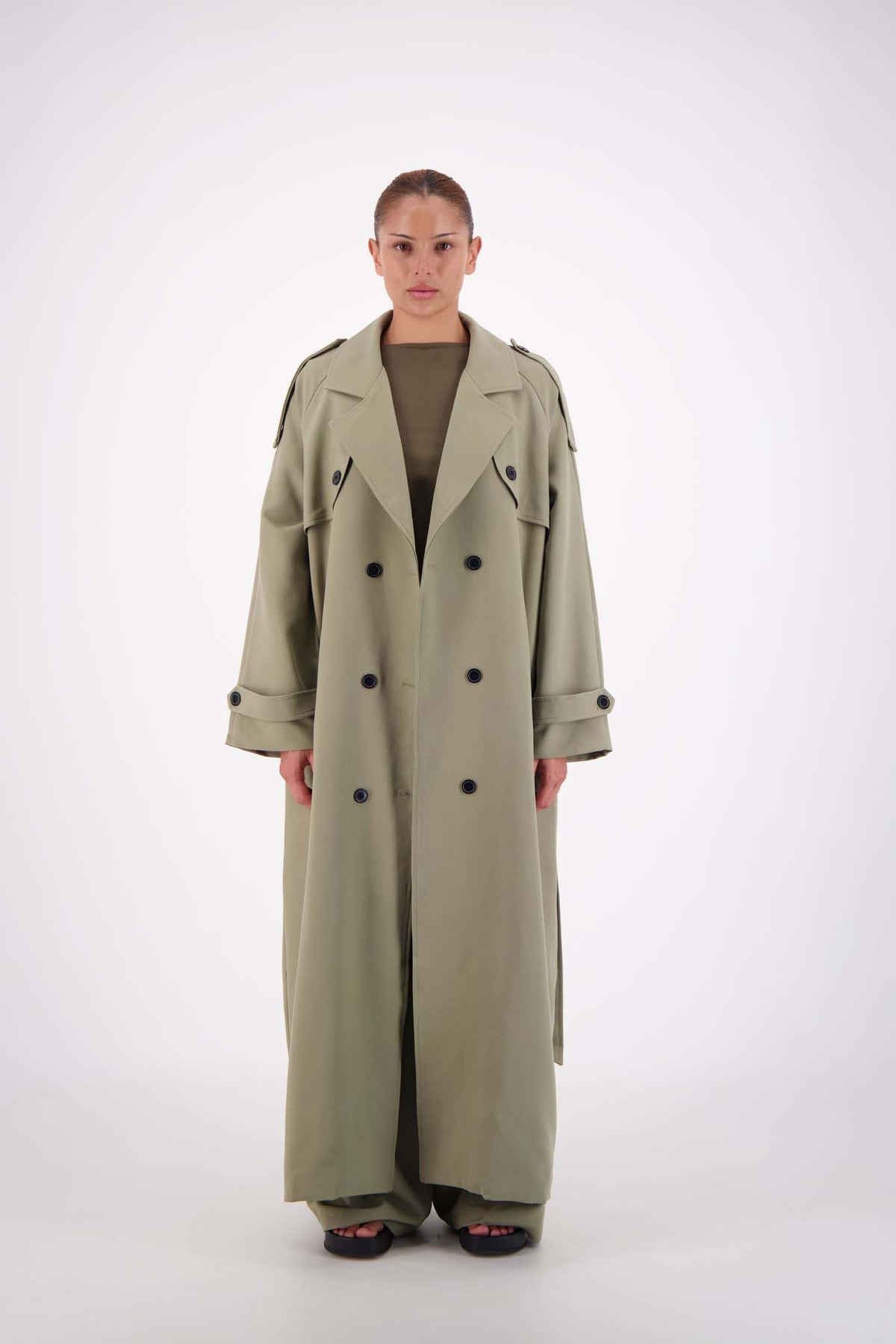 Serena Trench Steel Sage