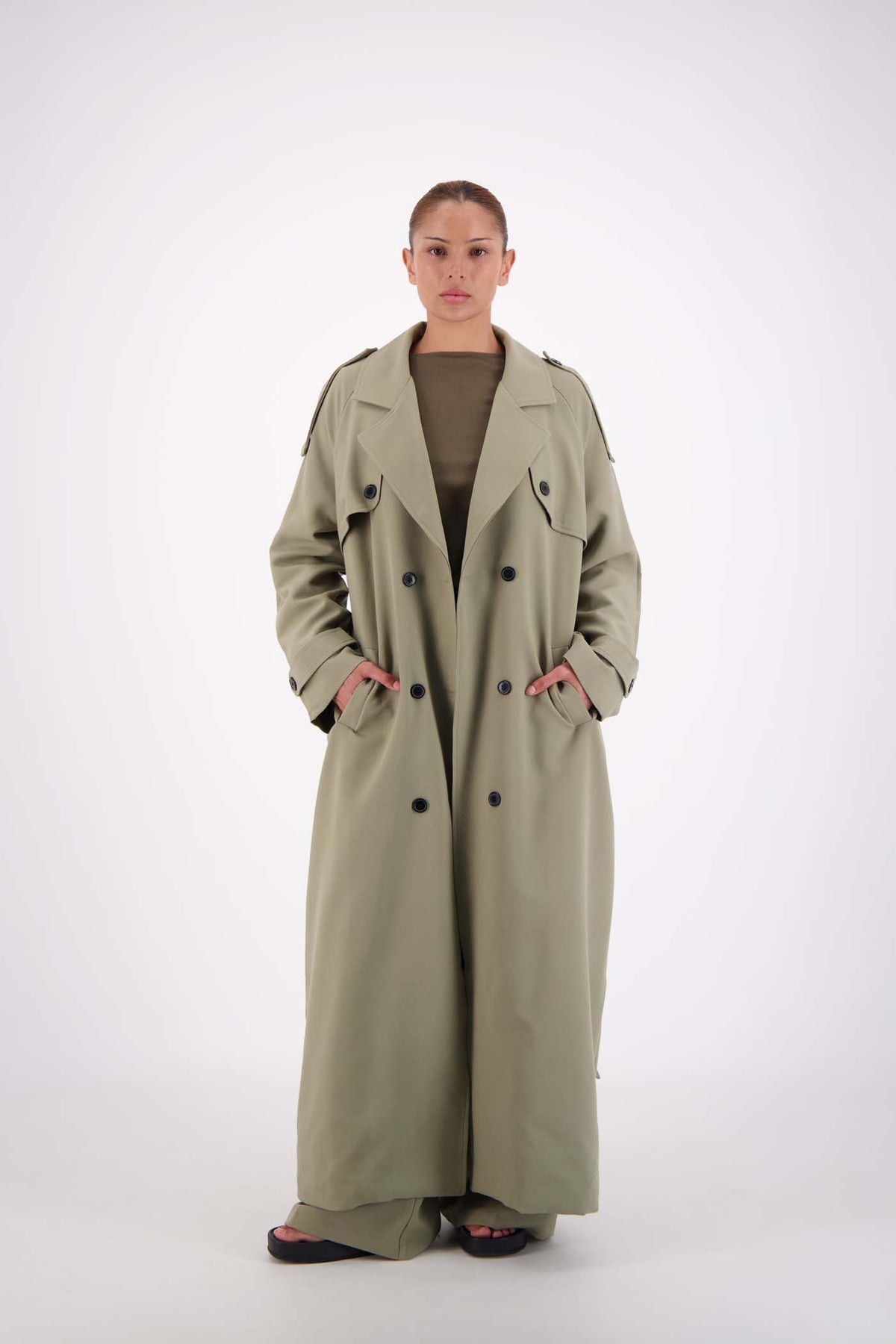 Serena Trench Steel Sage