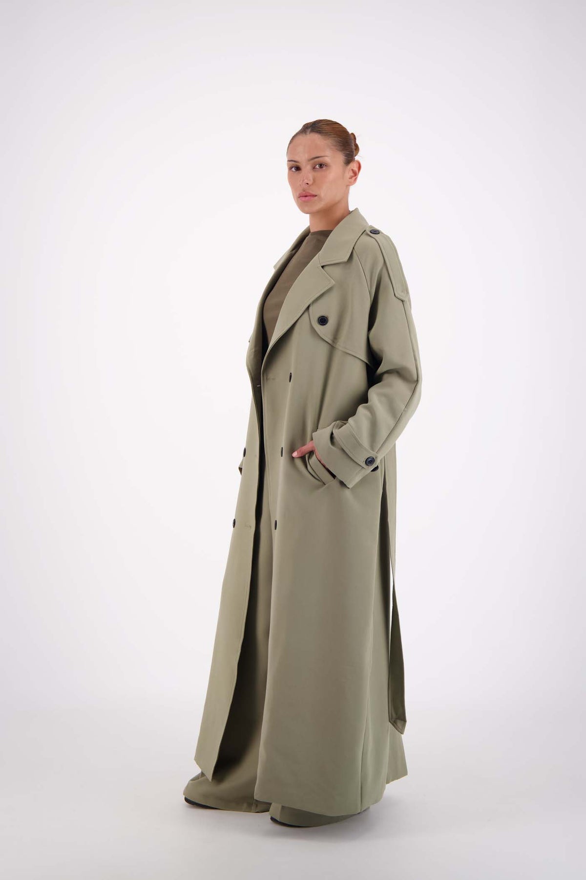 Serena Trench Steel Sage