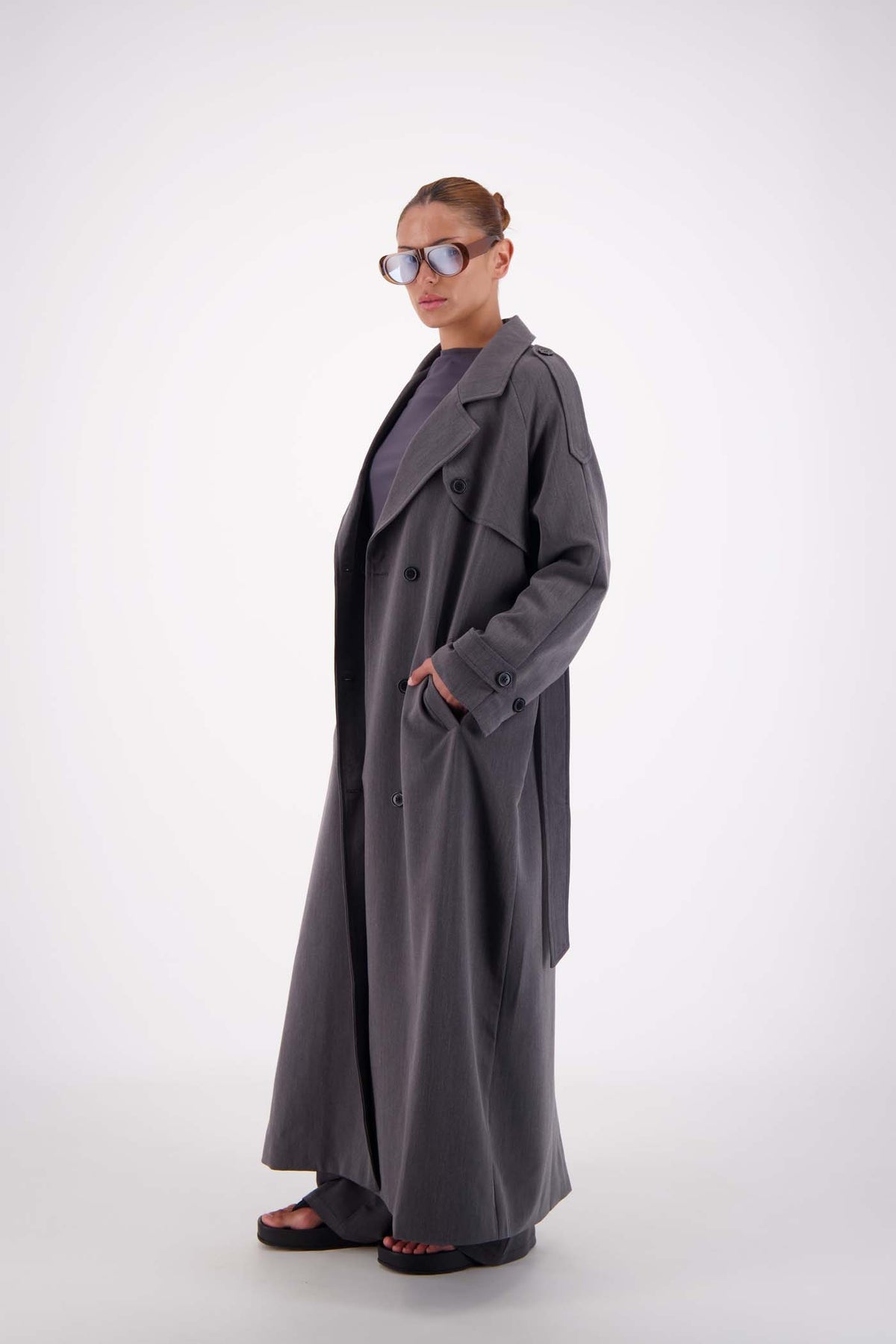 Serena Trench Steel Grey