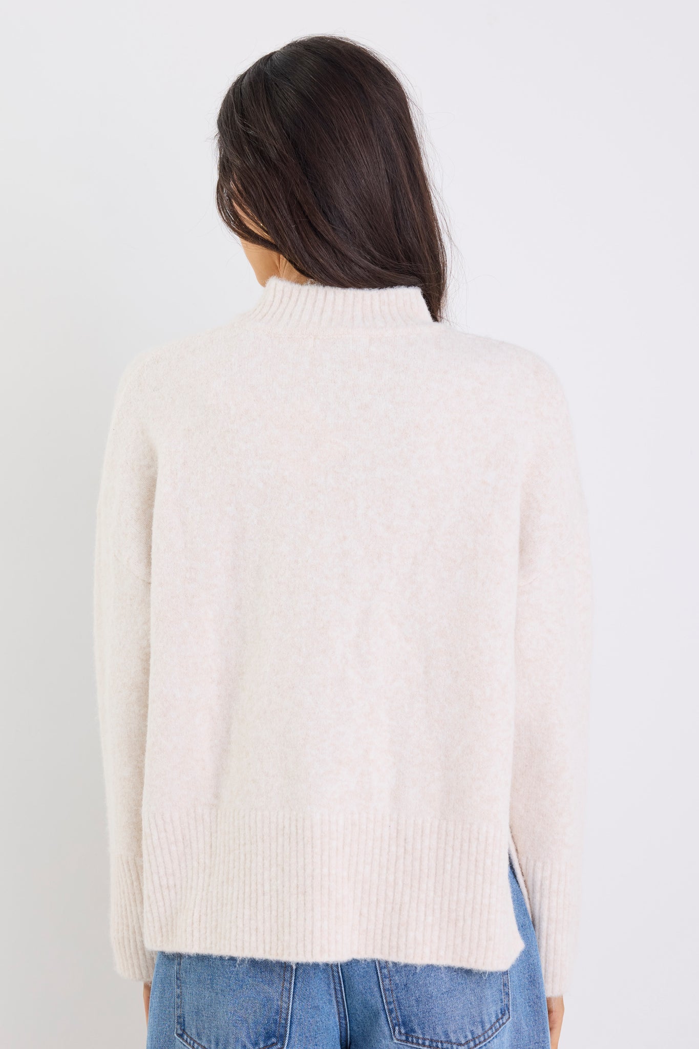 Station Oat Marle Funnel Neck Knit Jumper