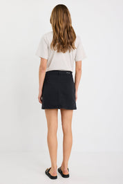 Orchard Washed Black Pocket Front Denim Mini Skirt