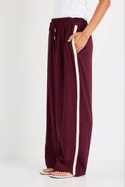 Townie Burgundy Side stripe Elastic Waist Pants