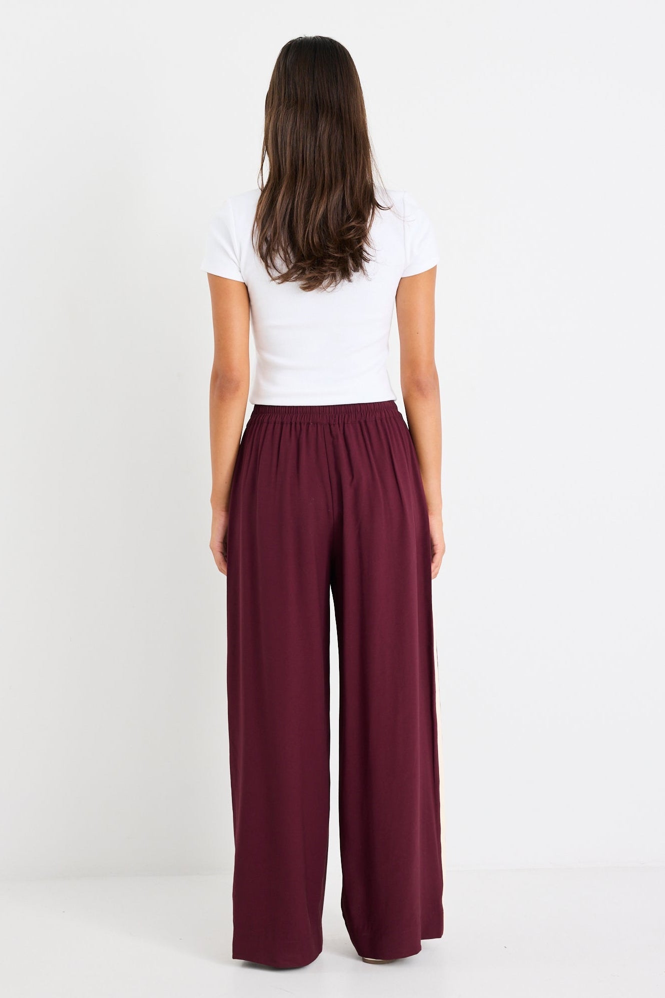 Townie Burgundy Side stripe Elastic Waist Pants