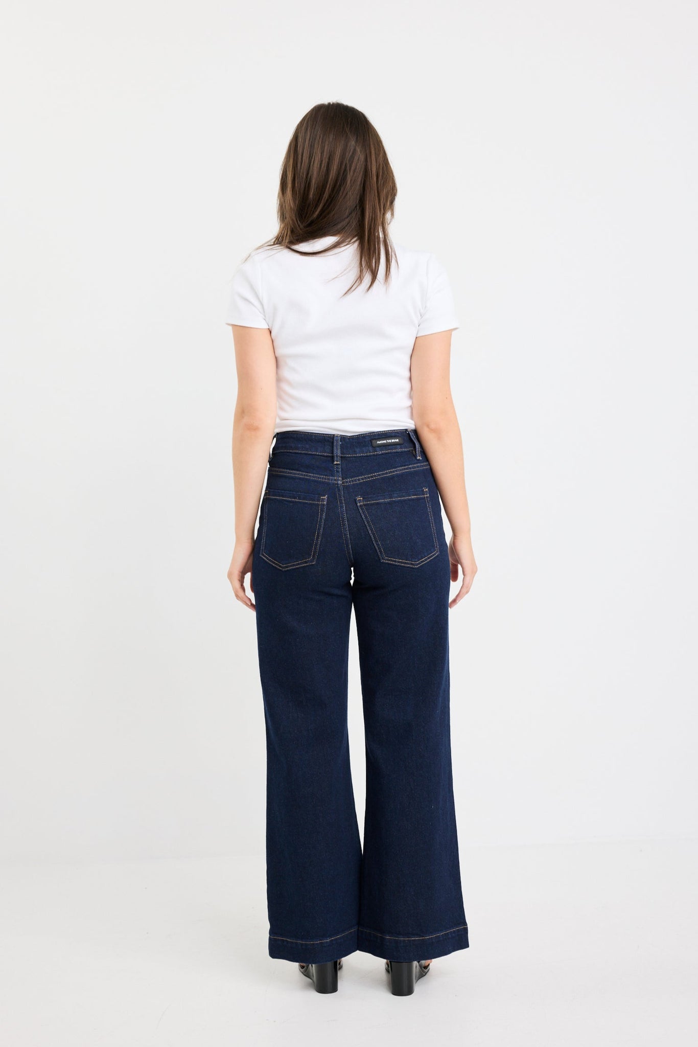 Zoey Indigo Petite High Rise Wide Leg Pocket Jean