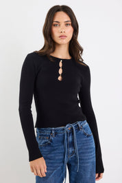 Suggestion Black Rib Knit Top