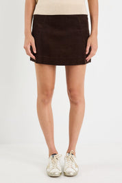 Valid Chocolate Cord Mini Skirt