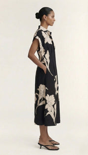 Veda Sketched Floral Midi Dress