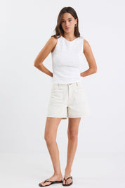 Significant Ecru Denim Pocket Front Shorts