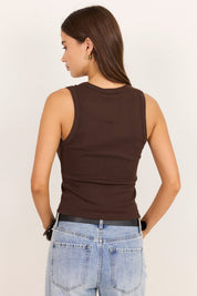 Vale Chocolate V Neck Rib Tank