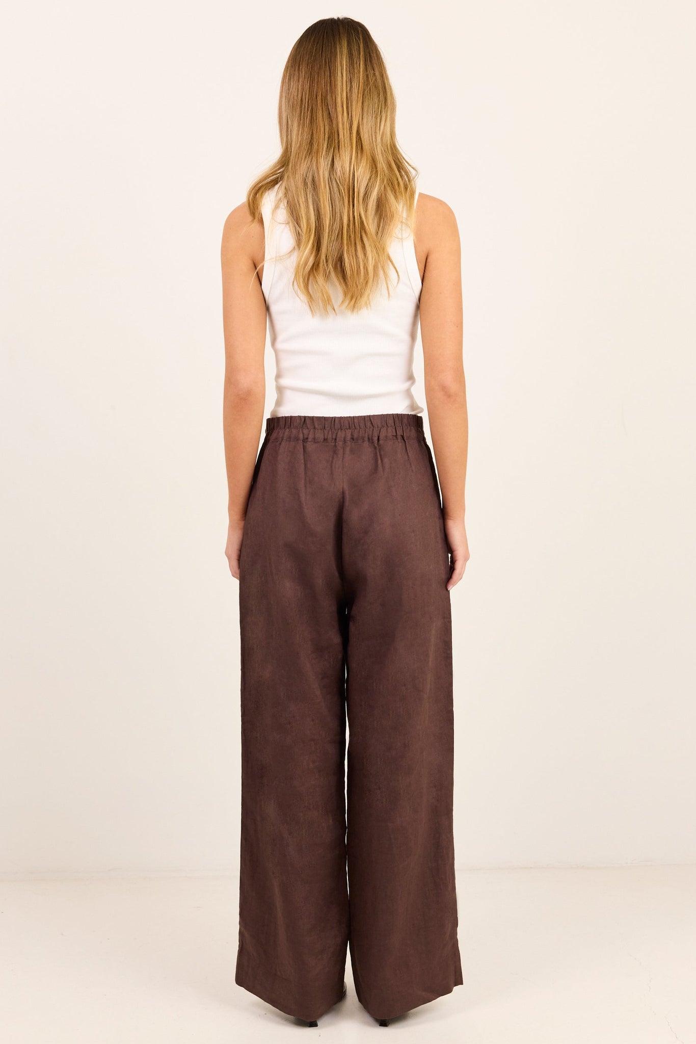 Curator Chocolate Linen Pleat Front Wide Leg Pants