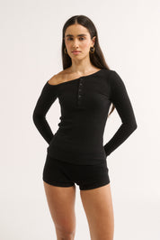 Cobie  Off Shoulder Long Sleeve Black