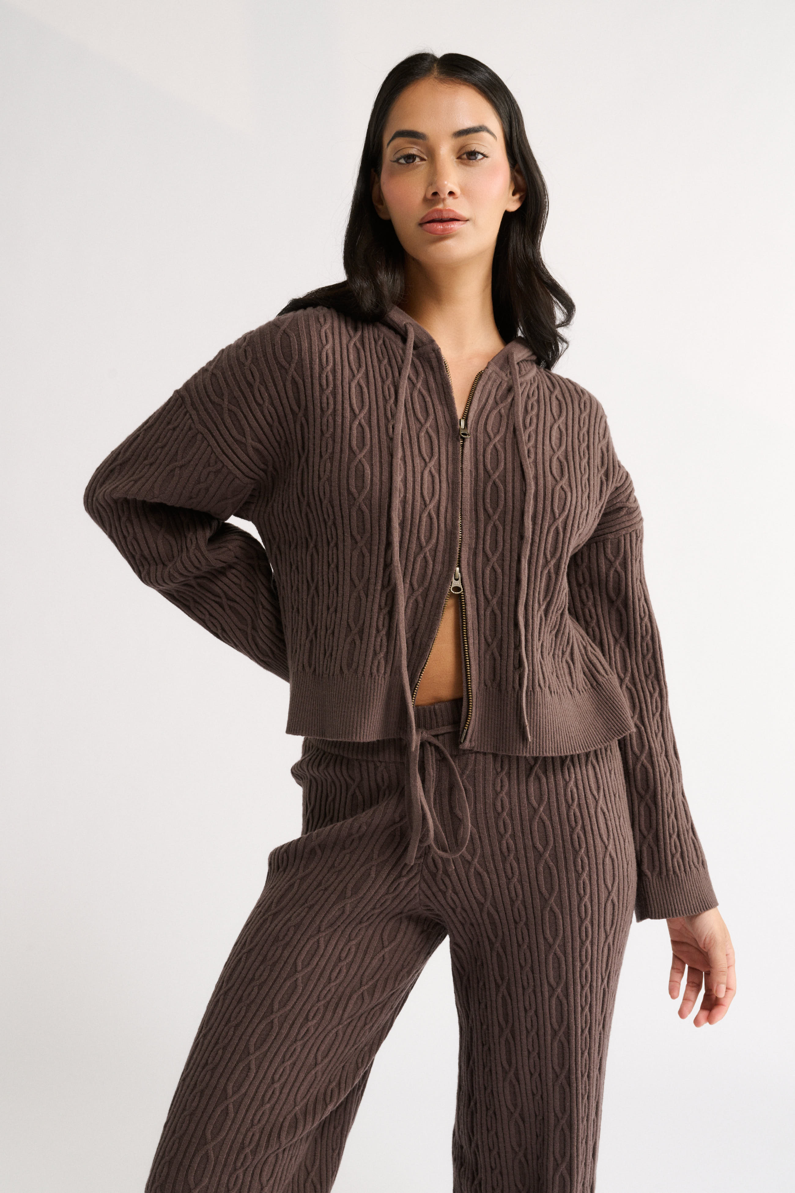 Katie Cable Knit Pant Chocolate