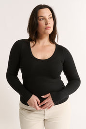 Nina Scoop Neck Long Sleeve Black