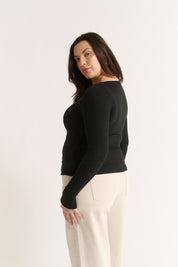 Nina Scoop Neck Long Sleeve Black