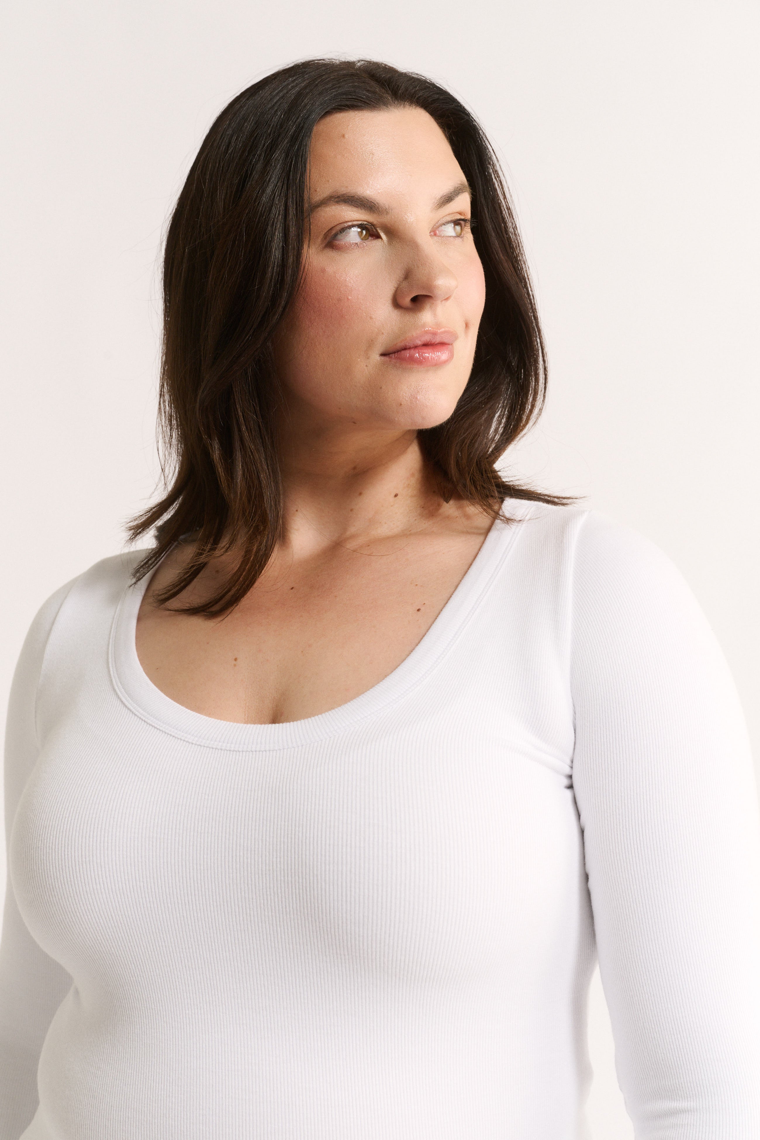 Nina Scoop Neck Long Sleeve Optic White