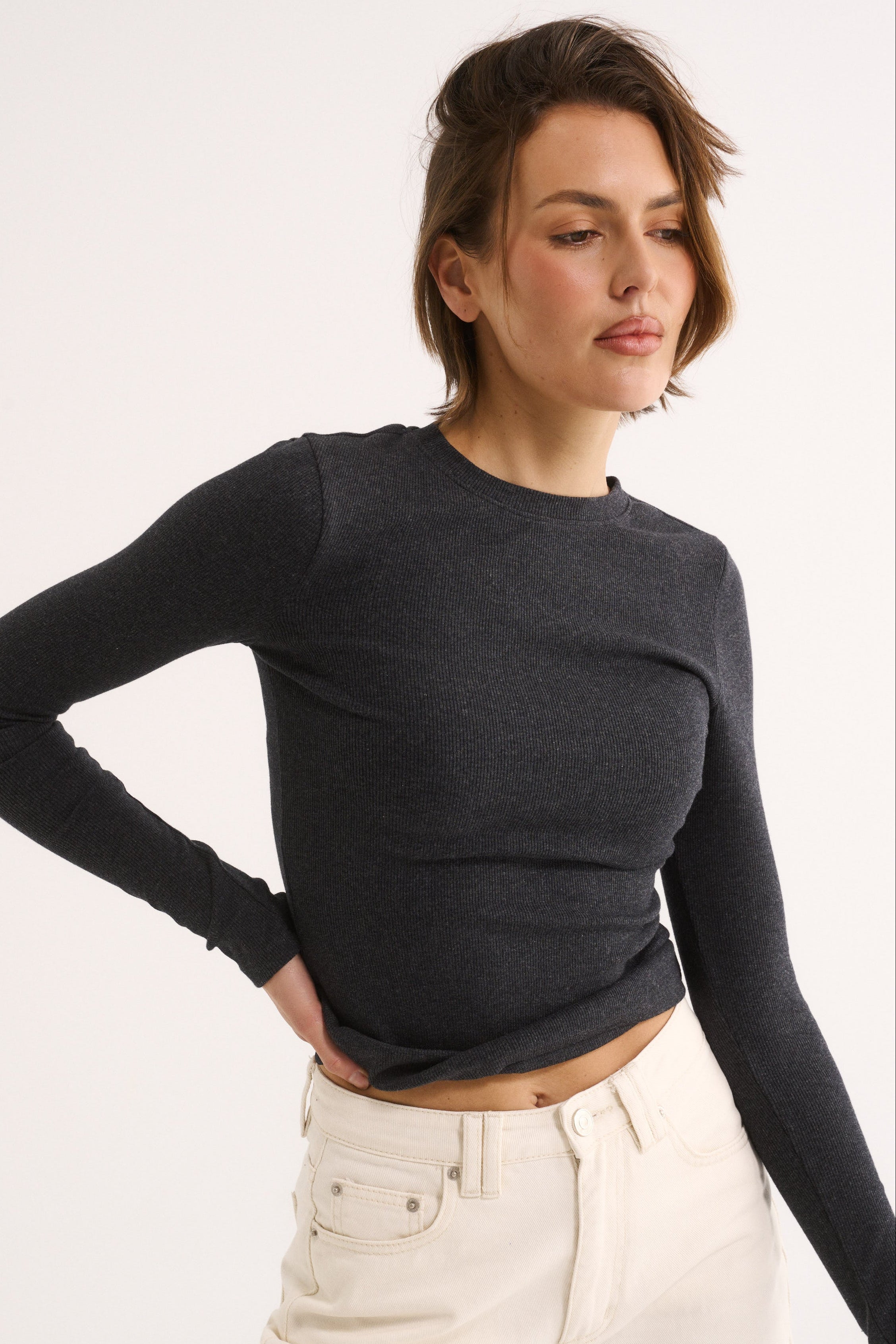 Carina Long Sleeve Charcoal Marle