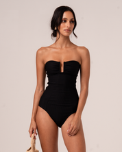 Sculpted Bandeau One Piece - Black