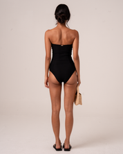 Sculpted Bandeau One Piece - Black